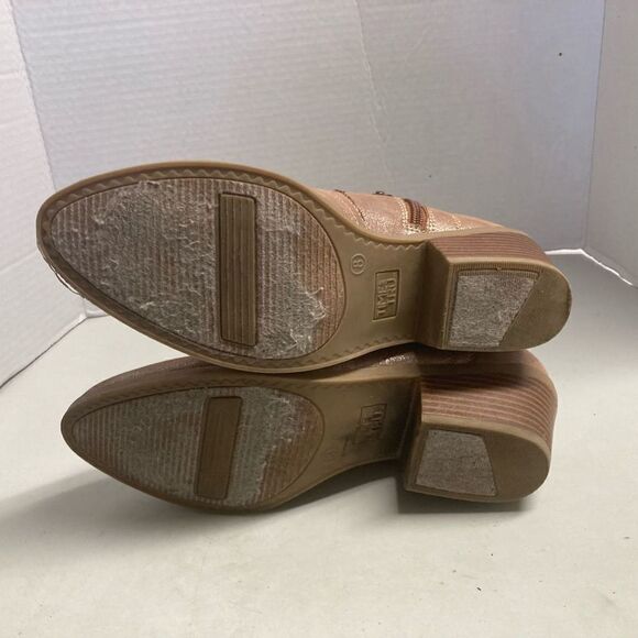 TIME &‎ TRU Shiny Zipper Booties Size 8 Brown - Picture 6 of 12